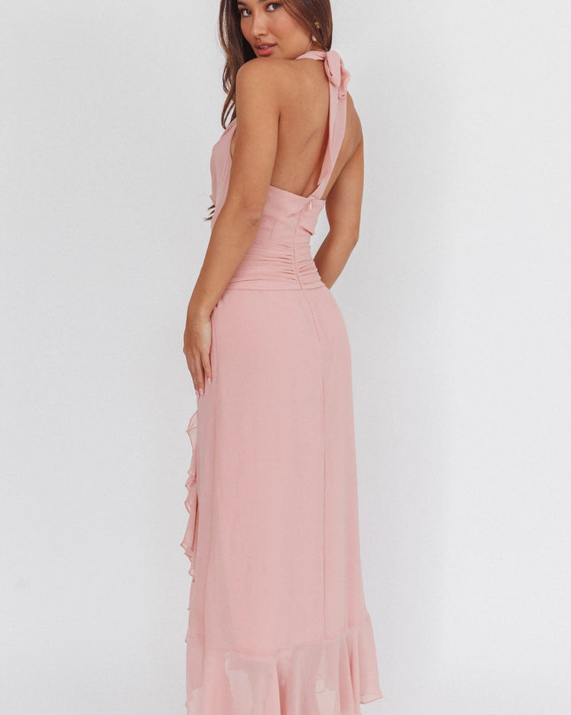 Blush Cowl Halterneck Maxi Dress