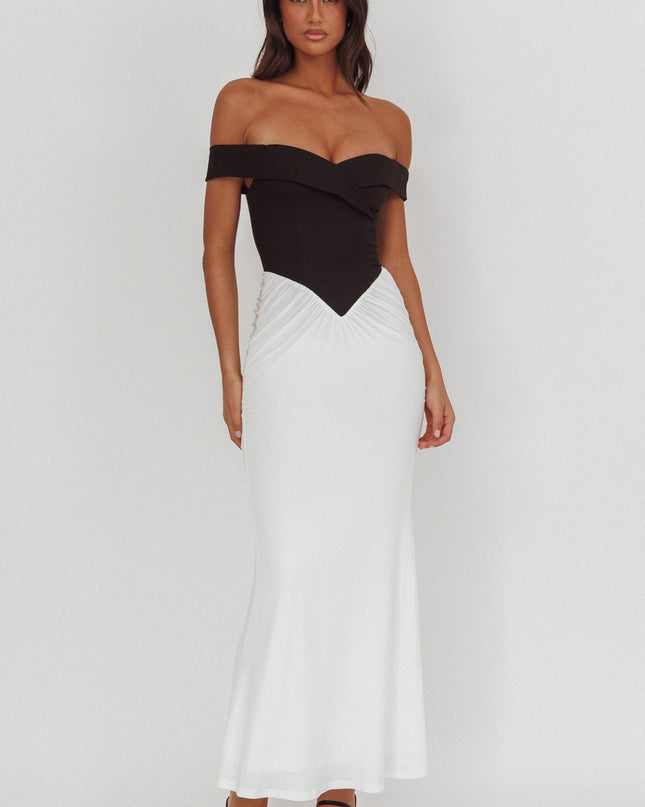 Black/White Bodice Maxi Dress