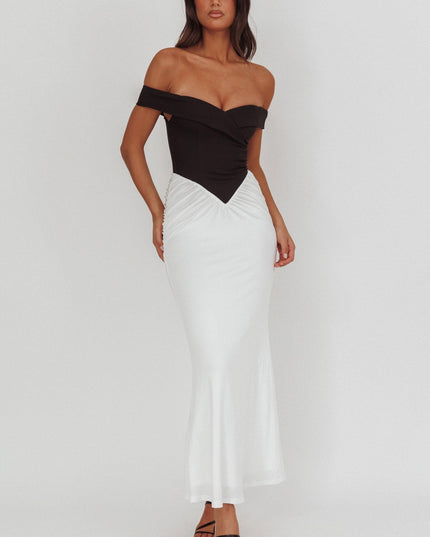 Black/White Bodice Maxi Dress