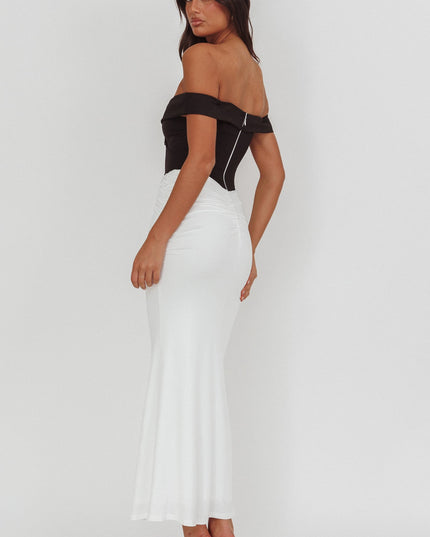 Black/White Bodice Maxi Dress
