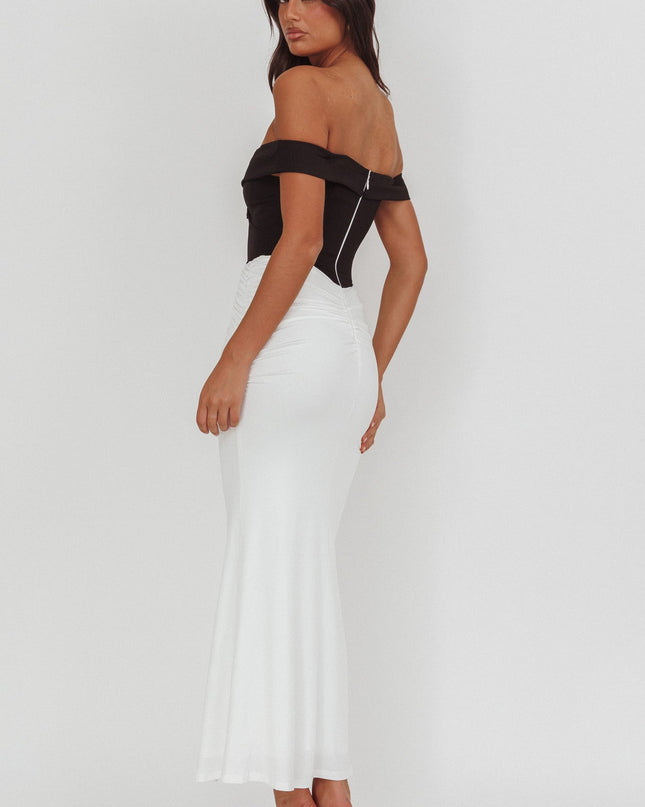 Black/White Bodice Maxi Dress