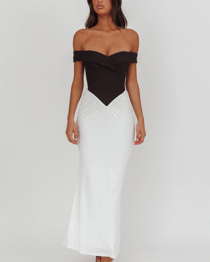 Black/White Bodice Maxi Dress