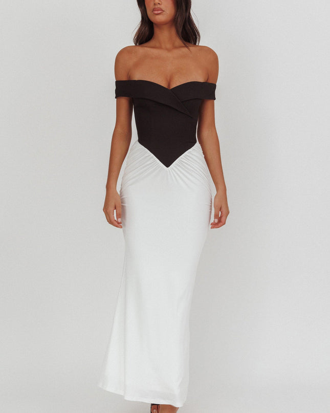 Black/White Bodice Maxi Dress