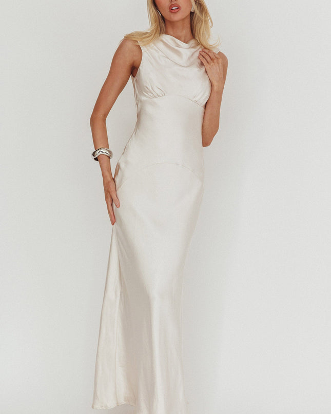 Oyster You Cowl Back Maxi Dress