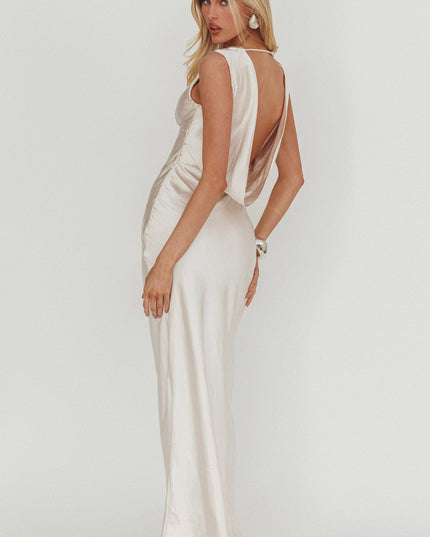 Oyster You Cowl Back Maxi Dress