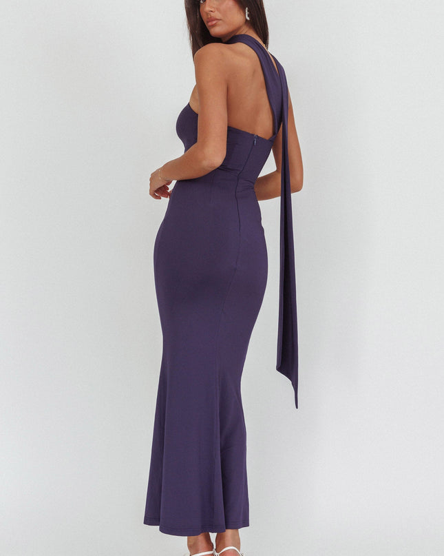 Navy Strapless Scarf Maxi Dress