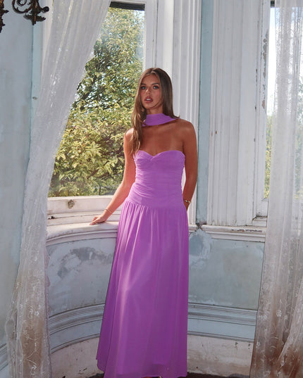 Lilac Twist Bust Strapless Maxi Dress
