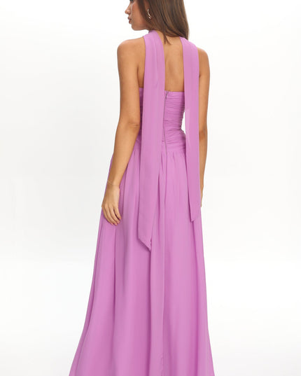 Lilac Twist Bust Strapless Maxi Dress