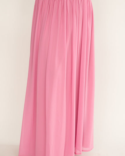 Pink Frill Trim Maxi Skirt
