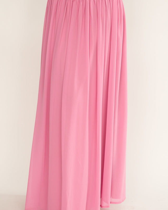 Pink Frill Trim Maxi Skirt