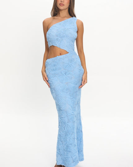 Blue Sweetheart Cut-Out Maxi Dress Embellished