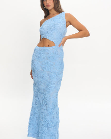 Blue Sweetheart Cut-Out Maxi Dress Embellished