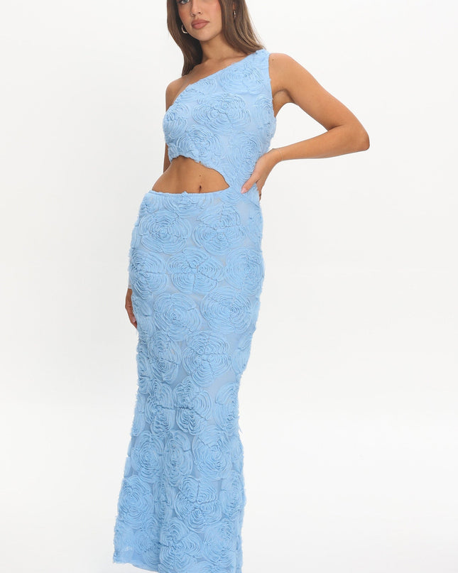 Blue Sweetheart Cut-Out Maxi Dress Embellished