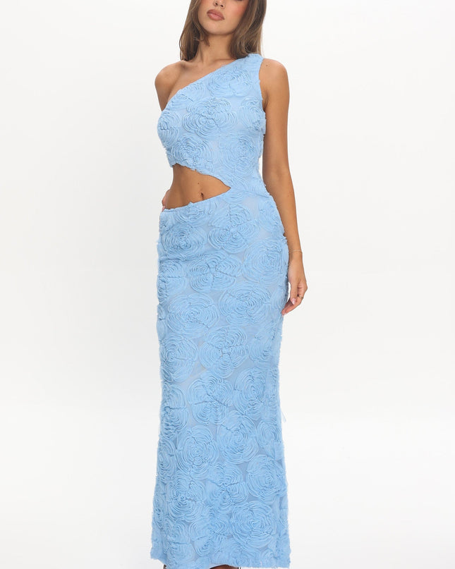 Blue Sweetheart Cut-Out Maxi Dress Embellished