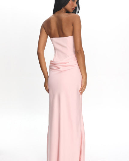 Blush Drape Waist Strapless Maxi Dress