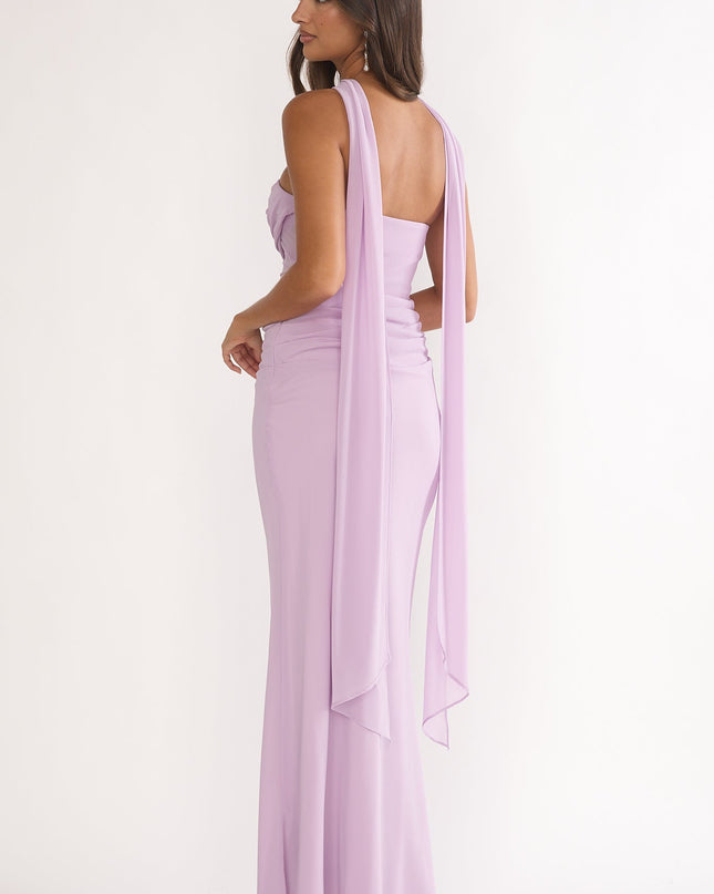 Lilac Drape Waist Strapless Maxi Dress