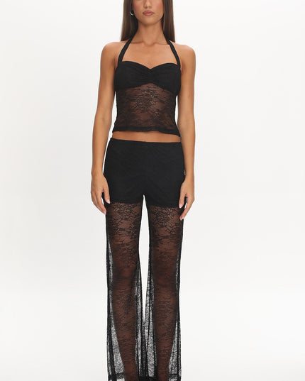 Black Lace Halter Top