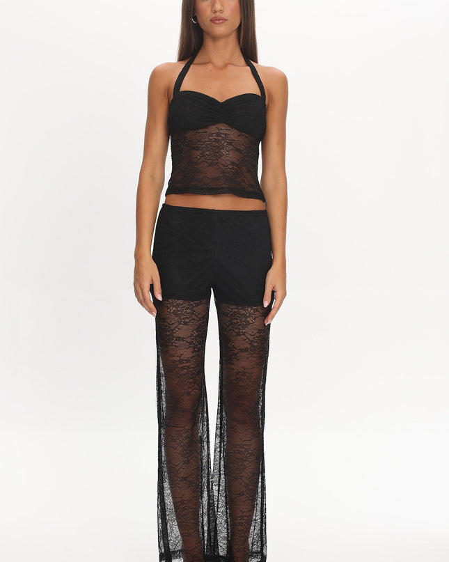 Black Lace Halter Top