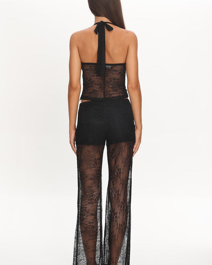 Black Lace Halter Top
