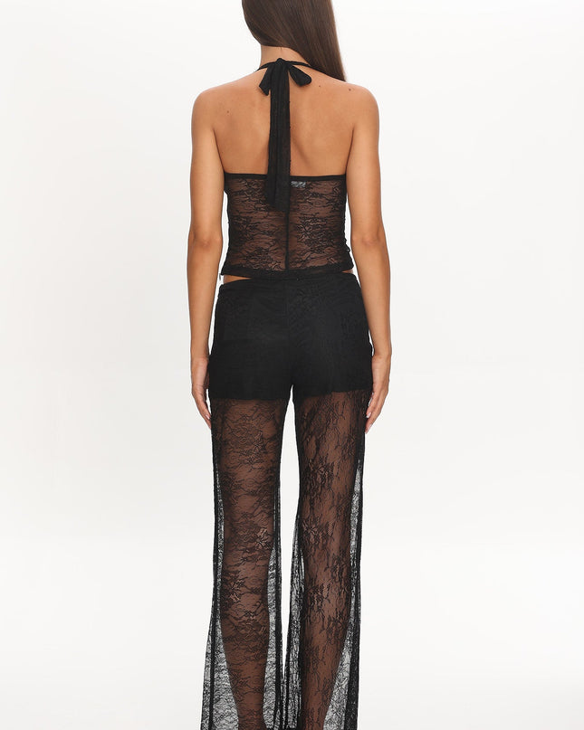 Black Lace Halter Top