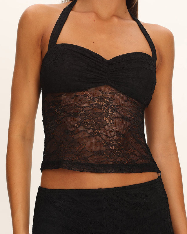 Black Lace Halter Top