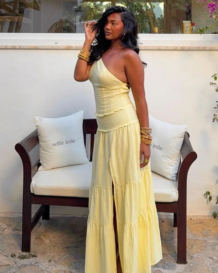Butter One-Shoulder Strappy Back Maxi Dress