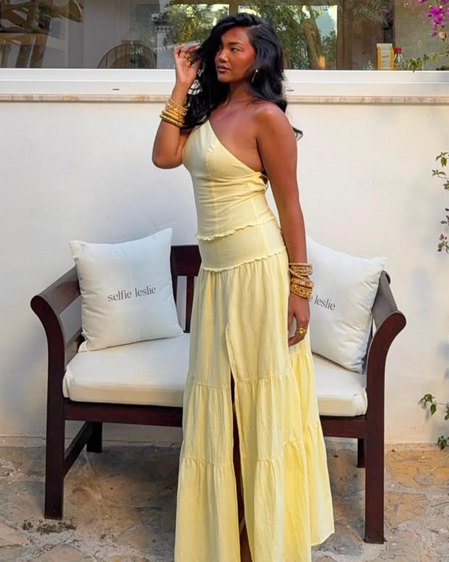 Butter One-Shoulder Strappy Back Maxi Dress