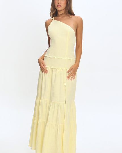 Butter One-Shoulder Strappy Back Maxi Dress