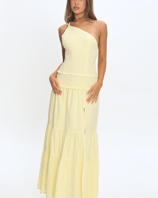 Butter One-Shoulder Strappy Back Maxi Dress