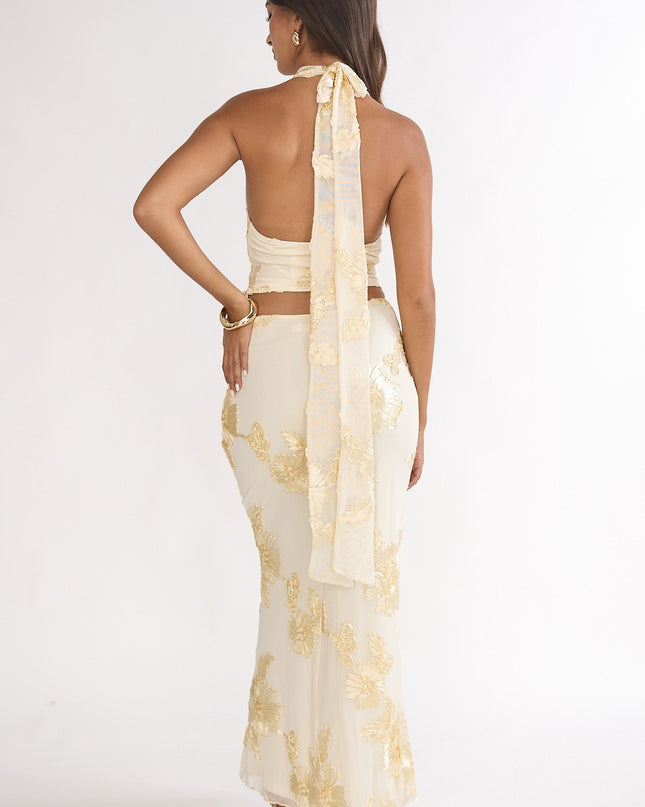 Yellow Maxi Skirt Embellished