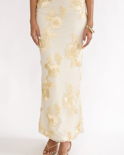 Yellow Maxi Skirt Embellished