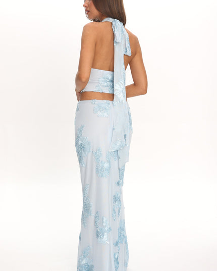 Light Blue Maxi Skirt Embellished