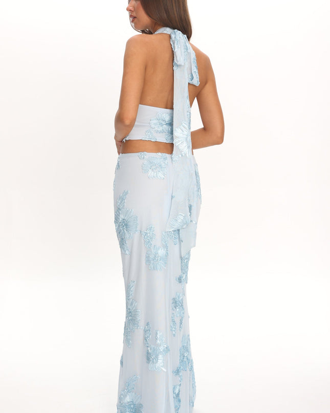 Light Blue Maxi Skirt Embellished
