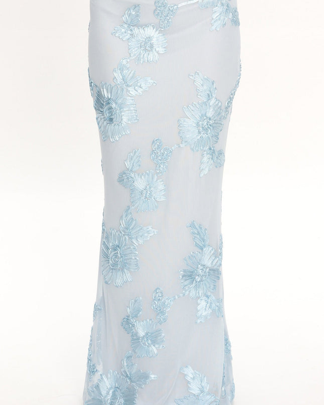 Light Blue Maxi Skirt Embellished