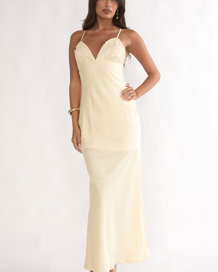 Butter Sequin Bust Open Back Maxi Dress