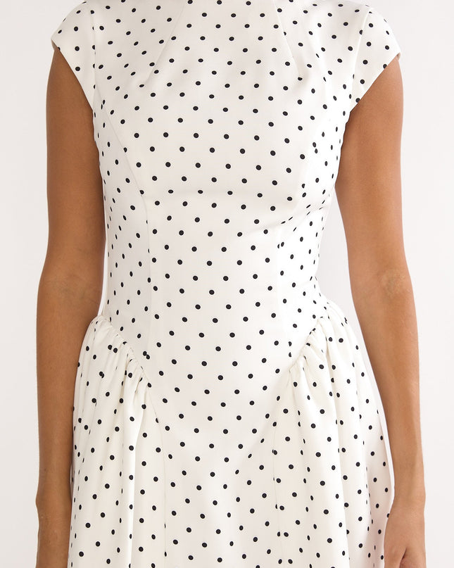 Polka Dot Cap Sleeve Maxi Dress