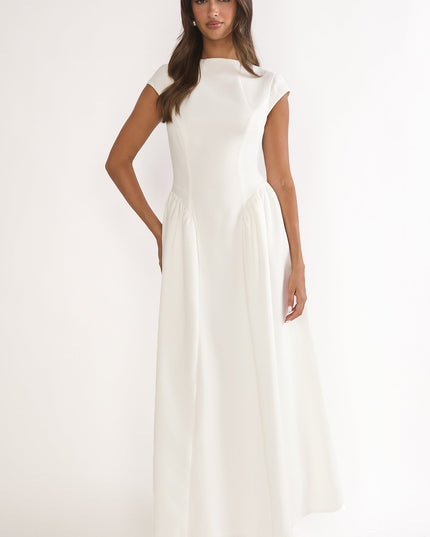 Cream Cap Sleeve Maxi Dress
