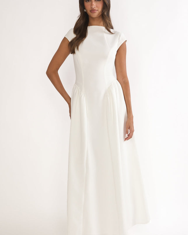 Cream Cap Sleeve Maxi Dress
