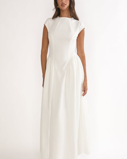 Cream Cap Sleeve Maxi Dress