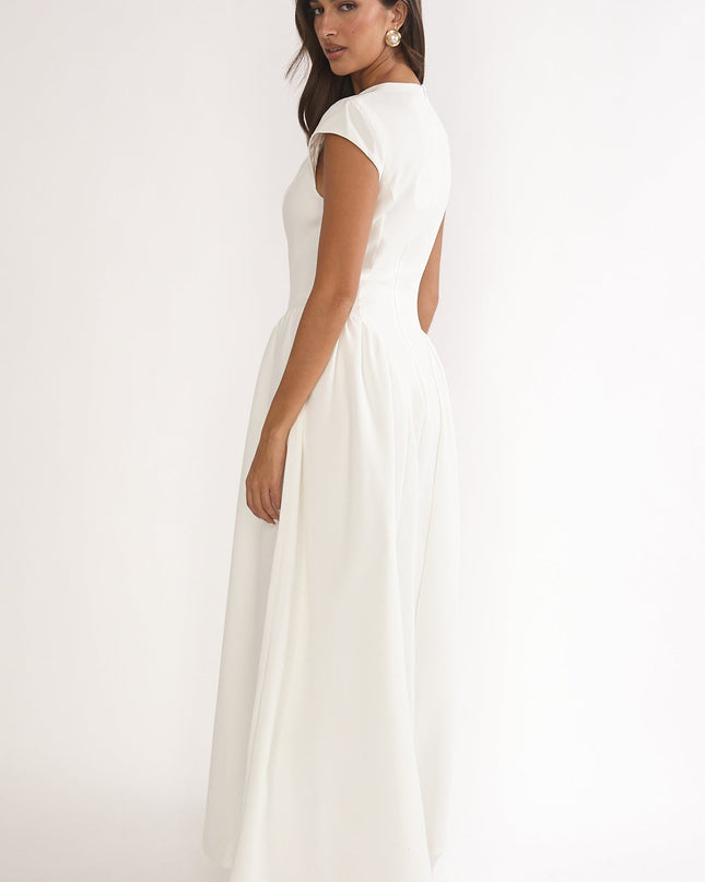 Cream Cap Sleeve Maxi Dress