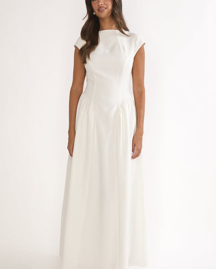 Cream Cap Sleeve Maxi Dress