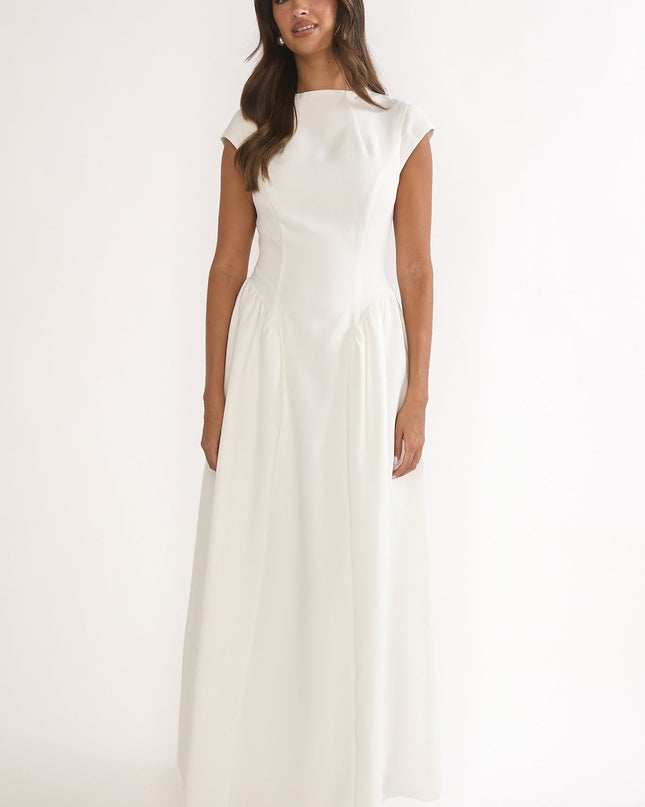 Cream Cap Sleeve Maxi Dress