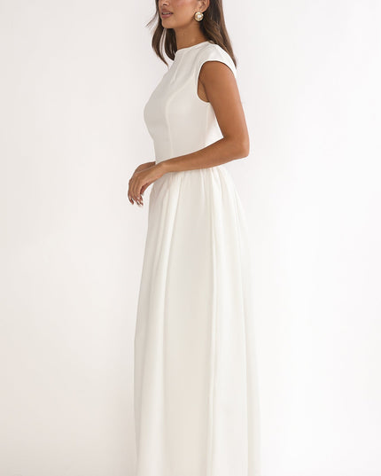 Cream Cap Sleeve Maxi Dress