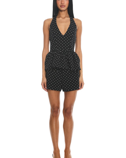 Black Faux Pocket Shorts Polka Dot