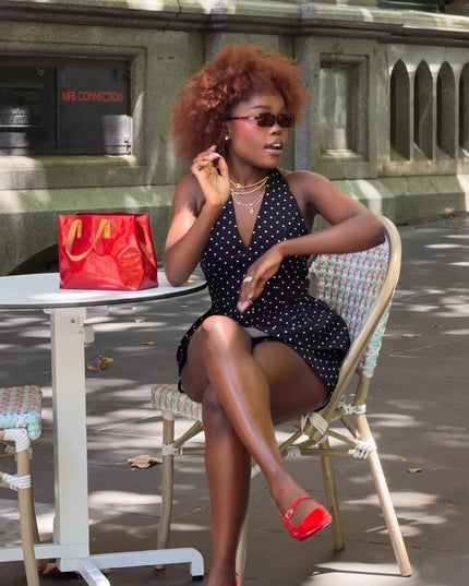 Black Faux Pocket Shorts Polka Dot