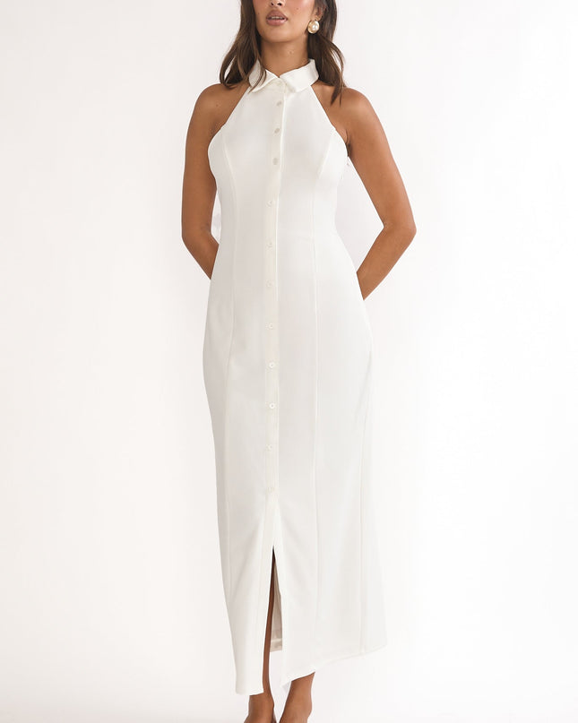 White Collared Maxi Dress