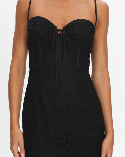 Black Sweetheart Neckline Maxi Dress Lace