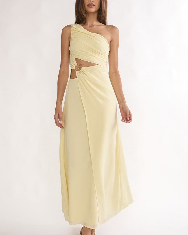 Butter One-Shoulder Cut-Out Waist Maxi Dress