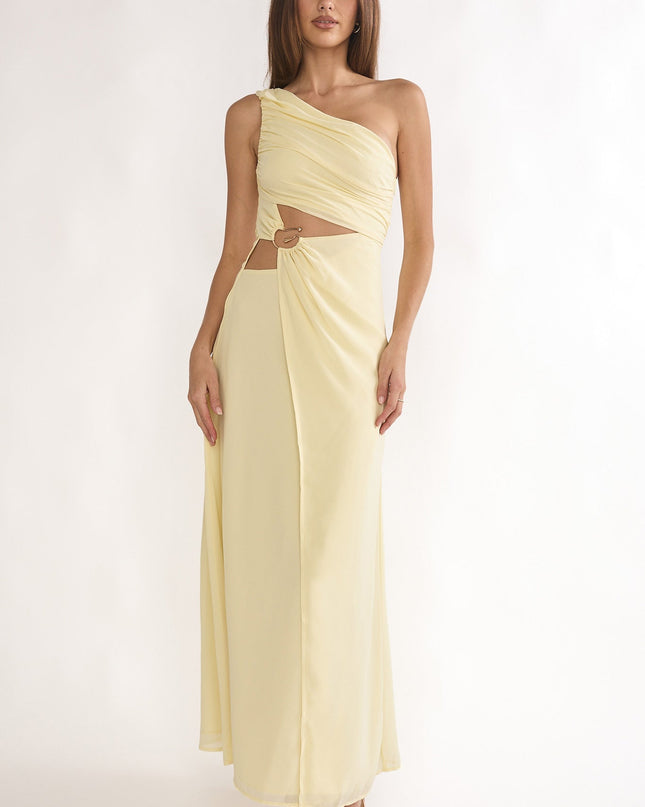 Butter One-Shoulder Cut-Out Waist Maxi Dress