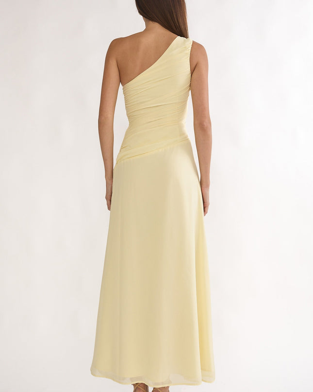 Butter One-Shoulder Cut-Out Waist Maxi Dress